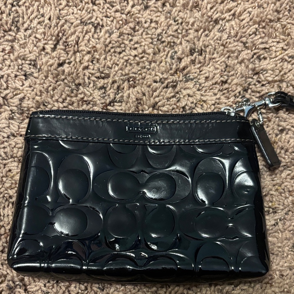Coach Black Embossed Wristlet